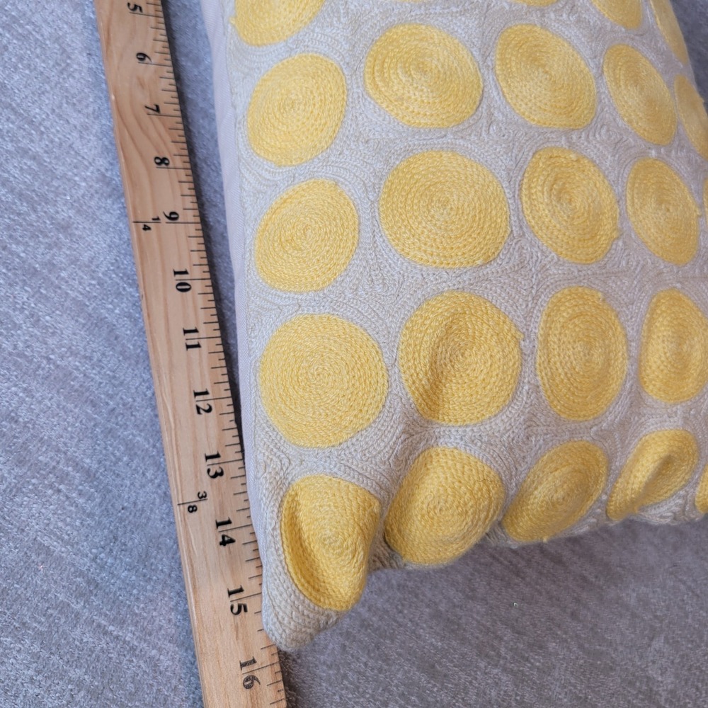 Pottery Barn 12x16 Throw Pillow Yellow Round Swirls 2008 Old Stock - Picture 6 of 10